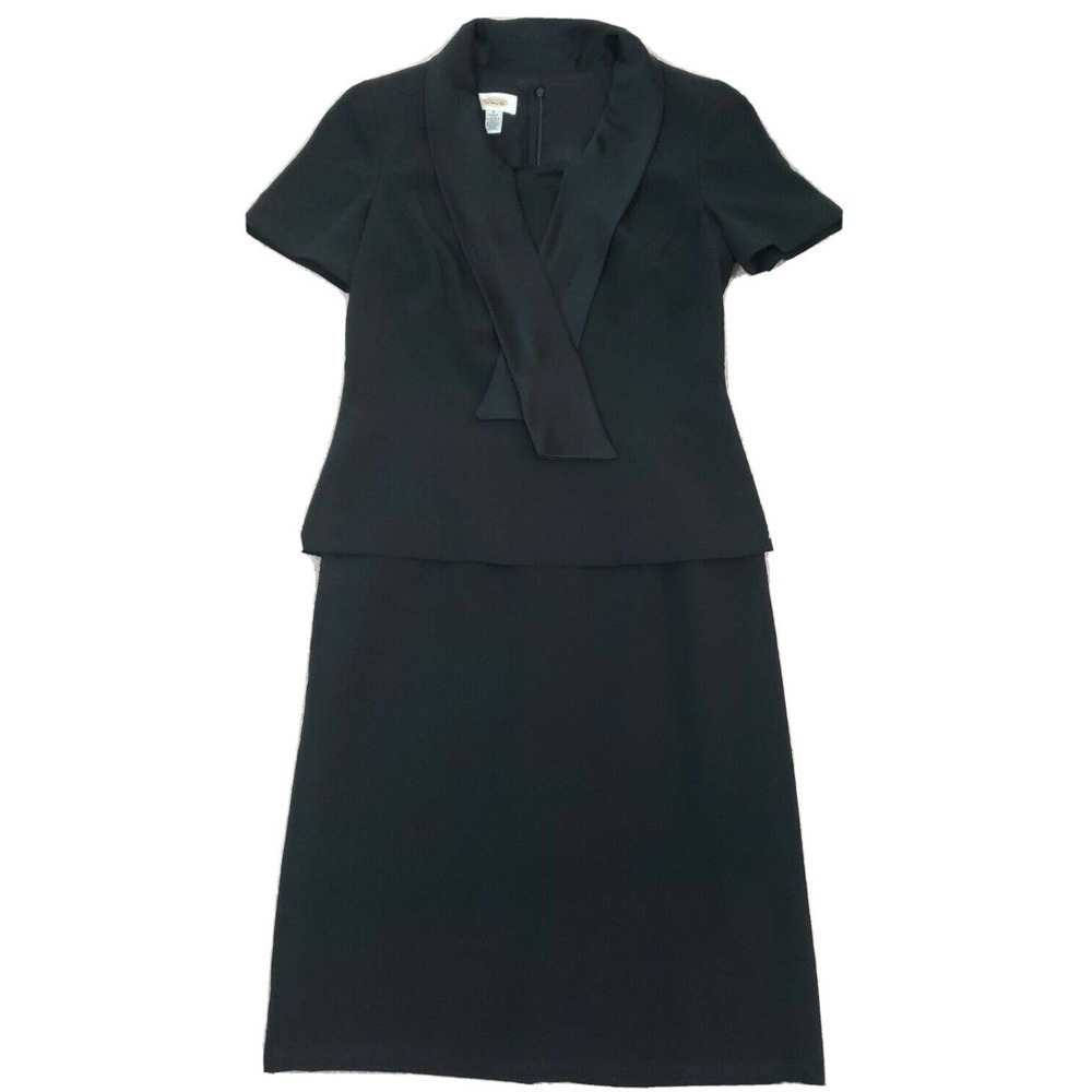 Talbots ~Woman Size 6~ Black Office Wear Dress Short Sleeve, Fully Lined.